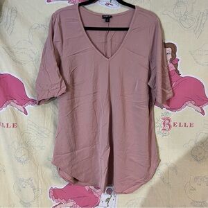 Torrid Dusty Pink V-Neck Short Sleeve Top